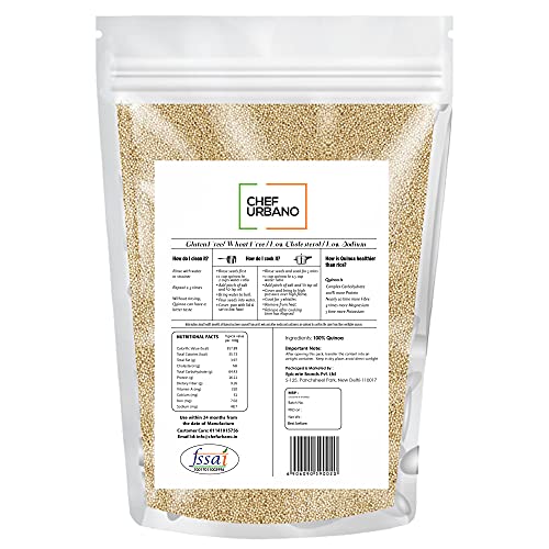 Image of Chef Urbano White Quinoa 5 kg | | Saponin Free | Higher Mineral Content Than Rice | Rich in Protein & Fiber | Diabetic Friendly | Aids Weight Loss | Gluten Free | Vegetarian | Non GMO | Diet Food