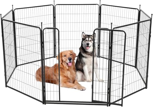 Dog Playpen Outdoor, 8panel Dog Fence with Gate for Yard,Pet Exercise Pen for Rv Camping Garden for Puppy and Small Dogs with Fixed Stakes
