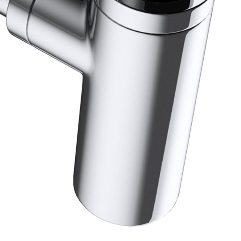 MAI & MAI Sifón Redondo para Lavabo, Latón Cromado, Forma en L, con Tapón Antiolor, Montaje en Pared, Resistente a la Corrosión – S05