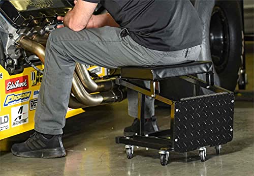 Jegs Mechanic Seat And Step Stool | 300 Lbs Capacity | Padded Seat | Black With Jegs Logo | Heavy-Duty Construction | Comfortable And Ergonomic Design | Smooth-Rolling Casters #TOP7