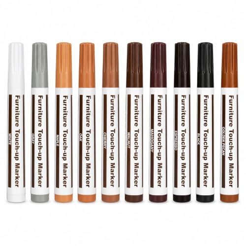 Image of KRySt Furniture Touch-Up Marker | Colour Wood Repair Markers for Scratch Removal on Wooden Furniture, Floor, Table, Cabinet & Door | Quick Dry Surface (10 PEN SET)