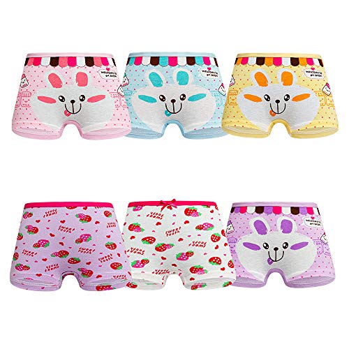 Aipark 6Pcs Boxers sous-vêtement Enfants 2-8 Ans, Culottes Filles avec Motif Sympa Tiennent Bien en Machine de Lavage, Set-a, 6-8ans