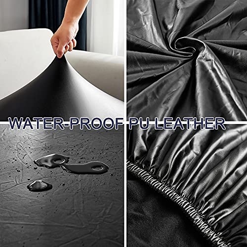 Lygooh Leather Couch Cushion Covers Waterproof Dog Sofa Seat Covers Furniture Protector For 4 Seater Stretch Sectional Couch Cover Replacement 1 Piece (X-Large, Black) #TOP4