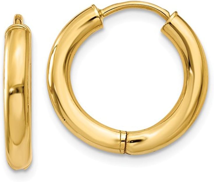 14K Gold Hinged 2.5mm Tube Endless Round Huggie Hoop Earrings