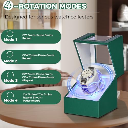 Image of ANWBROAD Watch Winder for Automatic Watches, Single Watch Winder Box Green