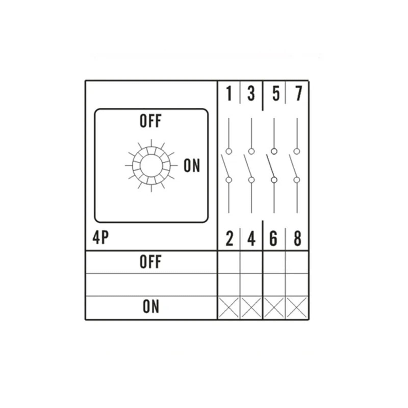 Interrupteur marche-arrêt à came rotative à cadenas 20 A et 25 A OFF-ON 0-1 4 pôles Interrupteur sectionneur, interrupteur sectionneur LW26GS CA10 48 x 48 mm 64 x 64 mm(LW26-25GS 04-1)