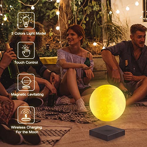 Vgazer Moon Lamp 3D Printing Magnetic Levitating Moon Light Lamps For Home、Office Decor, Creative Gift-6 Inch,Has 3 Colors Modes(Ye,Wh,Change From Wh To Ye) #TOP2
