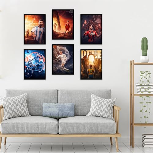 Image of CodersParadise Paper Football Wall Poster Frames - Pack Of 6 | 8 X 12Cm (A4 Size) | Aesthetic Artwork Framed Posters