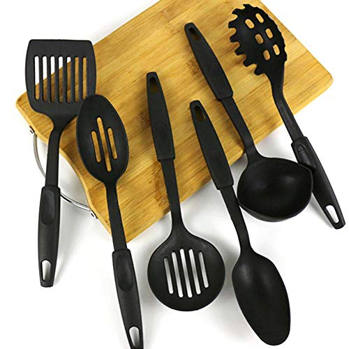 Ensemble d'ustensiles de cuisine en plastique 6pcs, ustensiles de cuisine pour la maison, appareils de cuisine, accessoires de cuisine avec sans BPA, spatule, cuillère, cuillère à pâtes, louche, fouet Cover