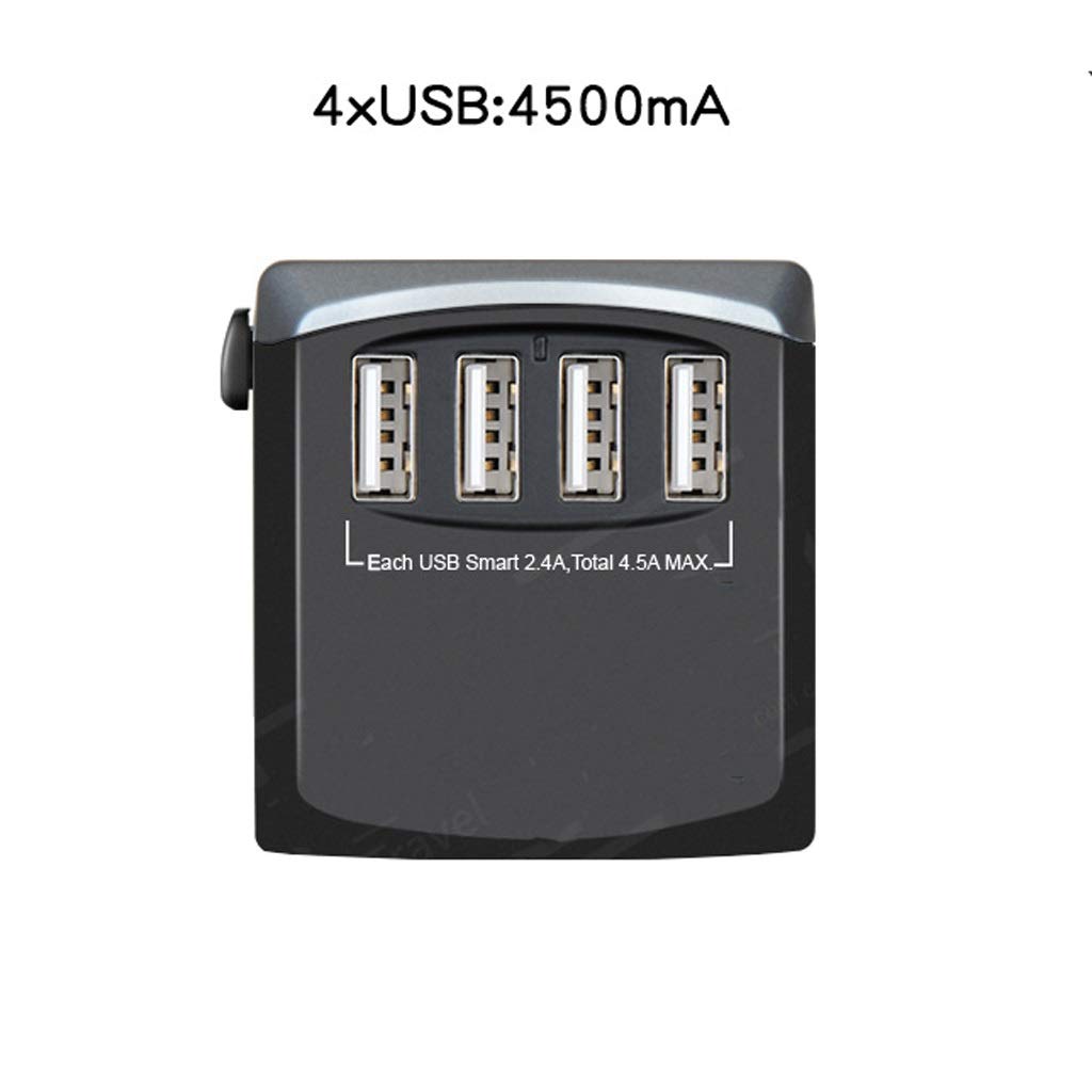 Gniazdo międzynarodowe przetwornice International Plug Converter, Uniwersalny zasilacz Worldwide z 4 Usb. Universal Socket Converter. adapter wtyczki zasilania (Color : Red)