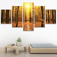 SIGNWIN 5 Panel Canvas Wall Art Modern Art Expressive Forest Multicolor Photography Romantics Scenic for Home Decorations Ready to Hang - 60