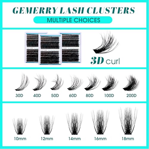 GEMERRY Lash Clusters Fluffy Cluster Lashes Extensions 3D Volume Eyelash Clusters 10-18mm Multilayered Eyelash Clusters Reusable Wispy Individual Lashes(3D-50P-10-18mm) — view 6