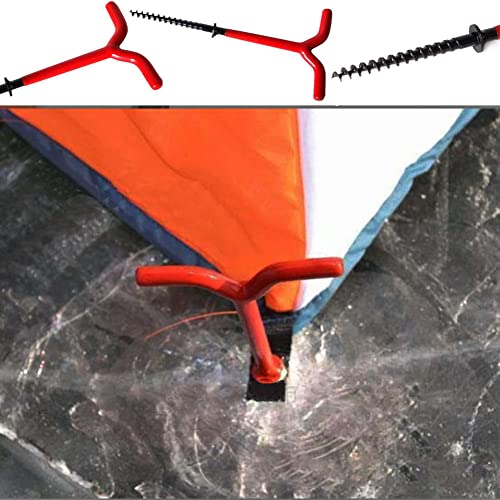 Qinwuwu XXHong 4 Pcs Ice Fishing Tent Pegs Spiral Drill Nails Ice Fishing Screws Ice Fishing Shelter Stake Nail Ice Auger Drill for Camping Outdoor - Thumbnail 5