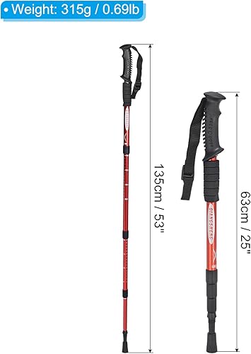 Miniatura 2 de PATIKIL Bastones de trekking, bastón plegable telescópico plegable con cesta de barro de aleación de aluminio para senderismo al aire libre camping