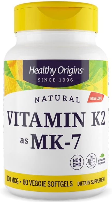 Healthy Origins, Vitamin K2 as MK-7, 100 mcg, 60 Vegetarian Softgels, High Strength, Gluten Free, SOYA Free, Non-GMO