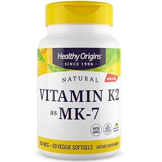 Healthy Origins, Vitamin K2 MK-7, 100mcg, da Natto, 60 Capsule, Testato in Laboratorio, Senza Glutine, Senza Soia, non OGM