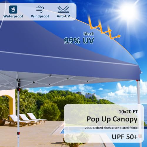 Image of COBIZI 10x20 Pop up Canopy Tent for Parties, Carry Bag,6 Walls,4 Sandbags