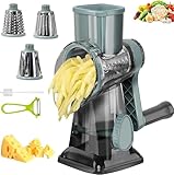 Eleko Meyar Cheese Grater with Handle, Multifunctional Manual Rotary Cheese Grater - Cheese Shredder Easily Chop Carrots, Potatoes, Vegetables and Fruits and Easy to Clean(blue)