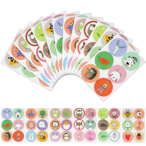 AOOWU Pegatinas Antimosquitos, 216 PCS Parches de Citronela Antimosquitos, Repelente de Insectos Natural Acción Hasta 8H, Repelente de Mosquitos de Dibujos Animados Bebés, Niños y Adultos