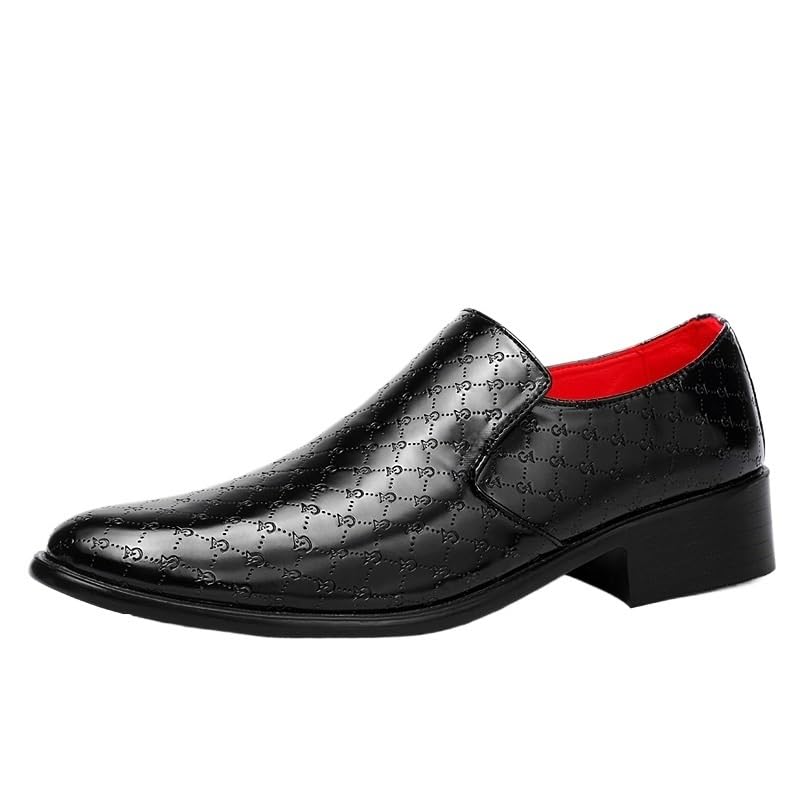 Men Height Increasing Dress Oxford Working Heel Non Slip Anti-Slip Low Top Rubber Sole Shoe Slip-on Casual Synthetic Leather Round Toe