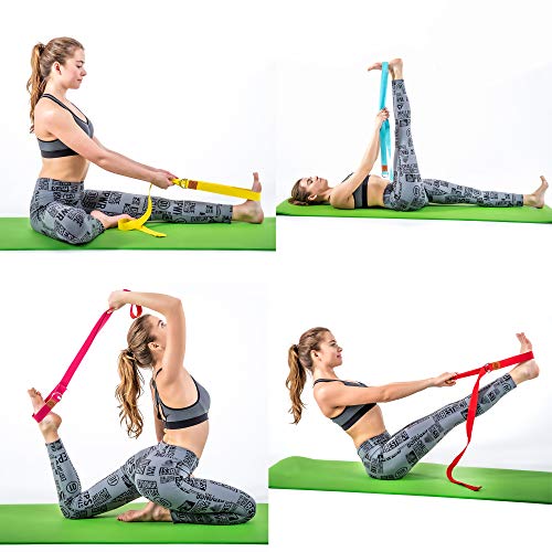 Samyoga Yoga Strap Red In Standard 6 Foot, Durable Polyester Cotton Exercise Straps, Yoga Strap For Stretching, General Fitness, Flexibility And Physical Therapy #TOP5