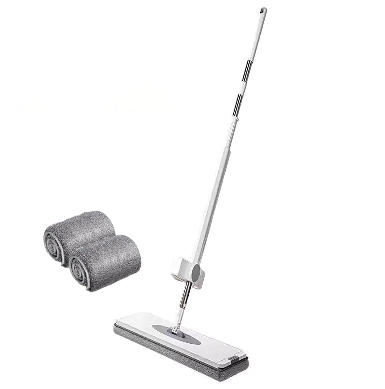 Traje de Cubo y Fregona, Fregona Autoescurrible con Clip de Pared y Almohadilla de Microfibra Reemplazable, para Limpiar Suelos de Madera, Laminados, Azulejos y Mármol,A,38X150cm
