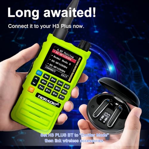 Image of TIDRADIO TD-H3 Plus Ham Radio Handheld, Bluetooth-Headphone-connectable,Wireless Programming, Multi-Band Walkie Talkies Long Range NOAA Emergency Weather Radios for Survival Gear Hunting Green 2 Pack