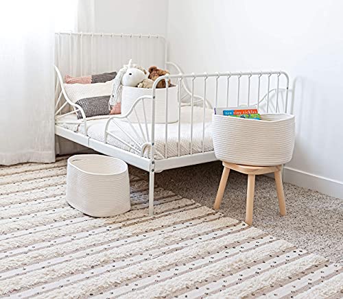 Organihaus White Storage Basket For Closet 3-Pack | Woven Baskets For Organizing | Cotton Rope Storage Basket For Books | Baby Organizing Baskets | Cotton Rope Baskets For Storage | Decorative Baskets #TOP3