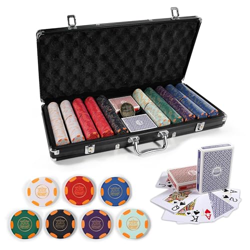 GUTSHOT Premium Ceramic Poker Chips Set with Luxury Case – Casino-Grade 500 Poker Chips for Texas Hold'em, Blackjack & Card Games, Durable Chips for Home & Tournament Play