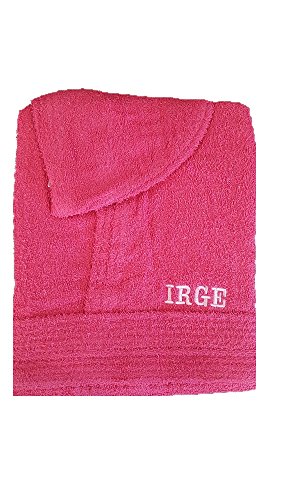 Irge Accappatoio con Cappuccio in Spugna 100% Cotone Tinta Unita Uomo Donna Unisex (Fucsia)