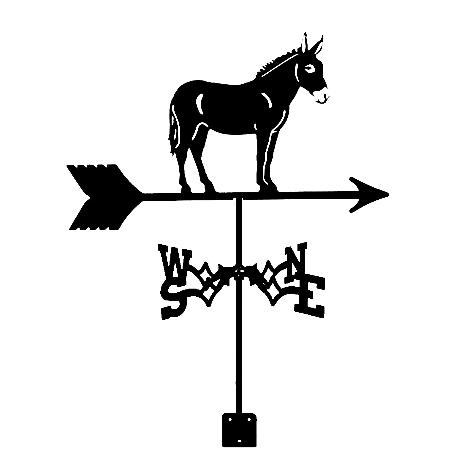 WIQUYBML Weathervane Roof Mount Weather Vane Wind Weathercock Decoration Direction Indicator Ornament for Garden Yard/Donkey/35 * 50Cm
