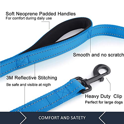 Image of Pioneer Petcore Dog Leash 6ft Long,Traffic Padded Two Handle,Heavy Duty,Reflective Double Handles Lead for Control Safety Training,Leashes for Large Dogs or Medium Dogs,Dual Handles Leads(Sky Blue)
