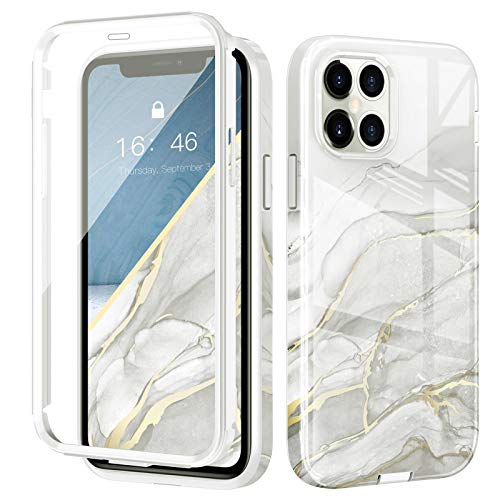 ZtotopCase Marmor Hülle für iPhone 12 Pro Max 6.7 Zoll 2020, Weich TPU Schutzhülle Bumper Cover mit Rundumschutz und Eingebautem Displayschutz Handyhülle für iPhone 12 Pro Max, Weiß Marmor
