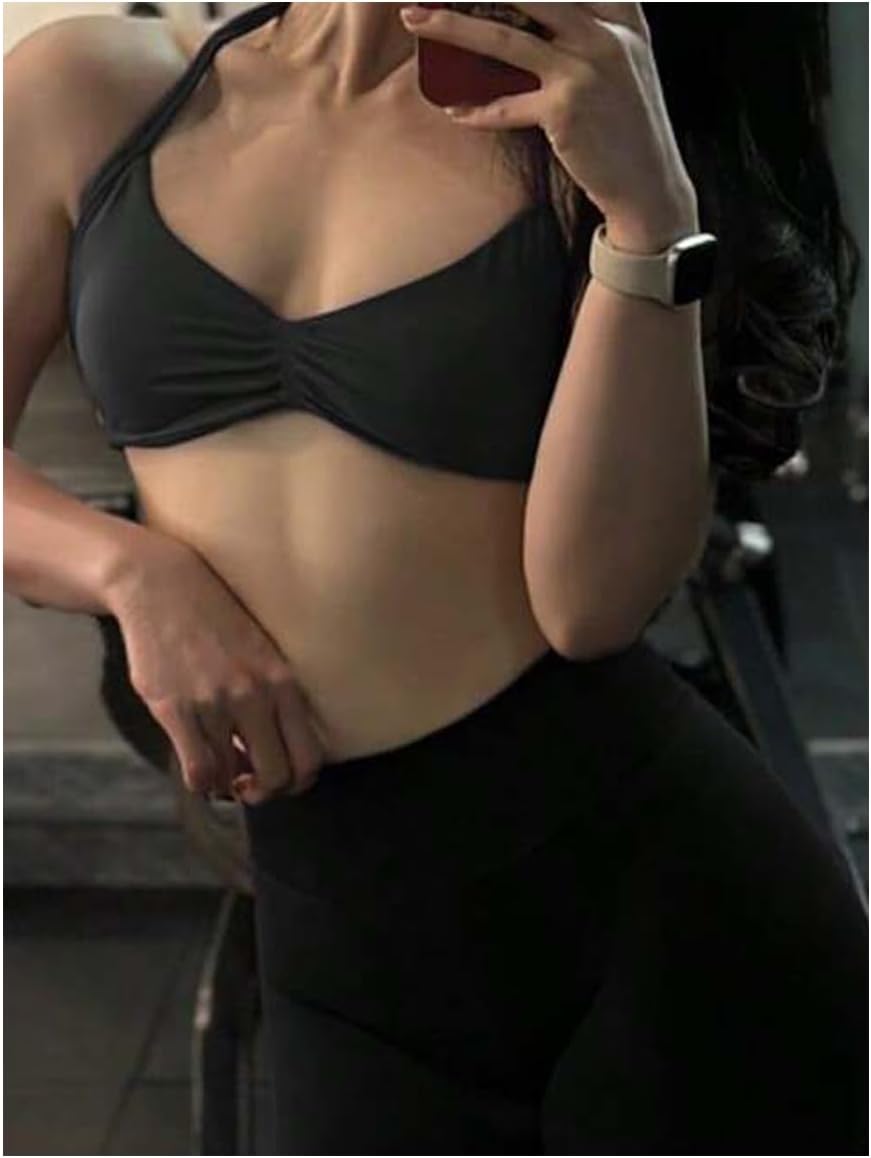 SHENHE Women's Halter Sports Bra Open Back Padded Open Back Stretch Workout Gym Bra - Image 5