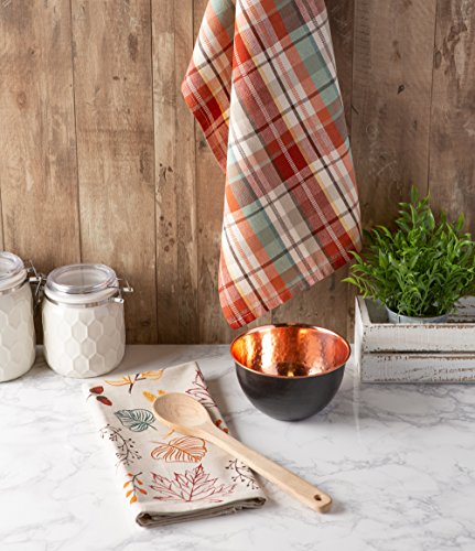 Dii Fall Basics Kitchen Dishtowel Collection Printed & Plaid Fall Dish Towel Set, 18X28, Autumn Leaves, 2 Count #TOP4