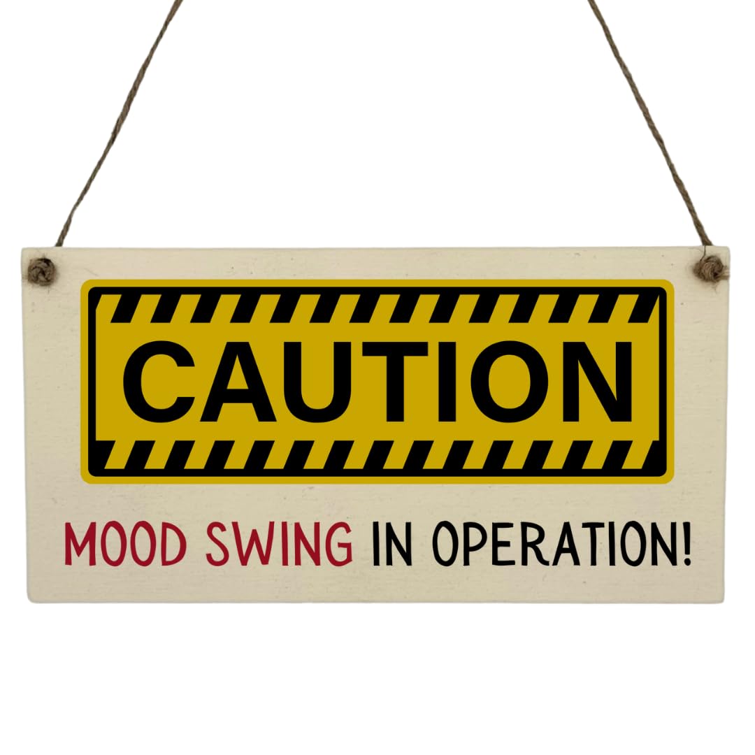 Second Ave Gift Company Yellow Second Ave Funny Mood Swing In Operation Office Desk Wooden Hanging Rectangle Sign Plaque Secret Santa Gift
