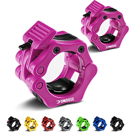 DMoose olympische Langhantel-Clips (professionelle Qualität) I Schnellverschluss-Langhantel-Halsband, rutschfeste Verriegelung, Gewichts-Clips, I 5.1 cm Paar, Rosa Cover