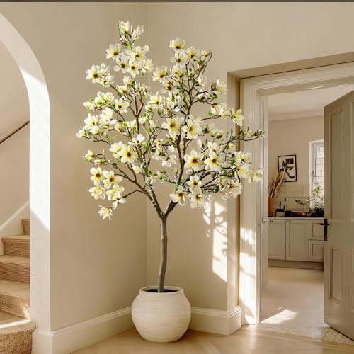 Artificial Trees Cherry Blossom Tall Fake Magnolia Flower Tree Floor plantas Indoor Outdoor Realistic for Home Living Room Office Porch Outside Patio arboles para decoracion Housewarming Gift by Kgabbke - Image 6