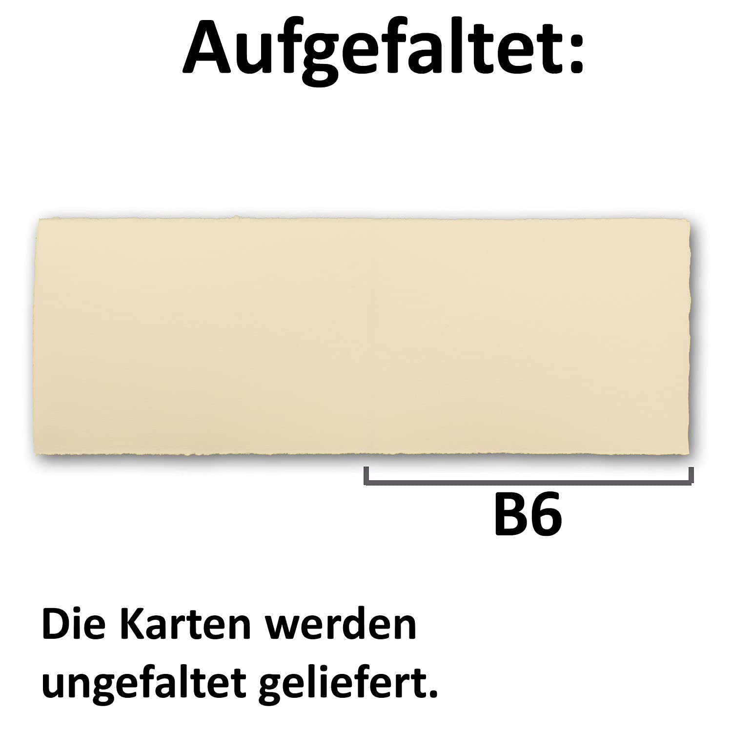NEUSER PAPIER 150 x B6 kartki składane w stylu vintage, papier czerpany, 113 x 175 mm – poprzecznie podwójne, kość słoniowa (kremowa) 225 g/m²