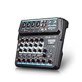 Minimezclador de audio M4 - Consola para DJ con tarjeta de sonido, USB, alimentación fantasma de 48 V, para grabación con ordenador, cantar, retransmisiones y fiestas