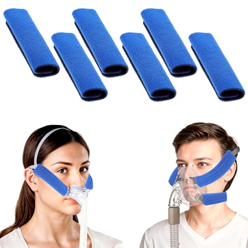Tucnoeu 6 Stück CPAP Gurtbezüge Gesichtspads, CPAP Zubehör, Gurt-Komfort-Pads für CPAP-Masken, Weiche und Atmungsaktive CPAP Maske Pads, Blau