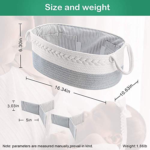Lzellah Baby Diaper Caddy Organizer - Extra Large Nappy Caddy Rope Nursery Storage Bin - Baby Basket With 8 Pockets, 5 Compartments And 2 Removable Dividers #TOP2