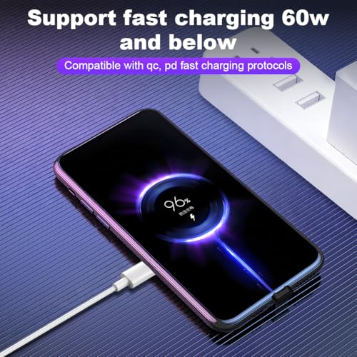 Image of Verilux Upgrade PD 60W USB C Extension Cable, Right Angle USB Type C Male to Female Adapter with 480Mbps Data Sync, Support for Phone 17 /17 Pro /17 Pro Max /16 /15 Series, Galaxy S25 /S24 /S23, MacBook