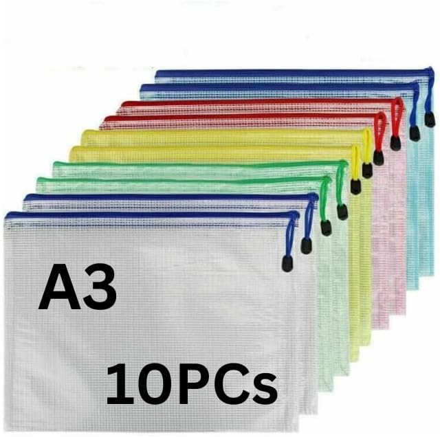 10PCS A3 Zip Wallets Folders Plastic Wallets Ziplock Bags Zipper