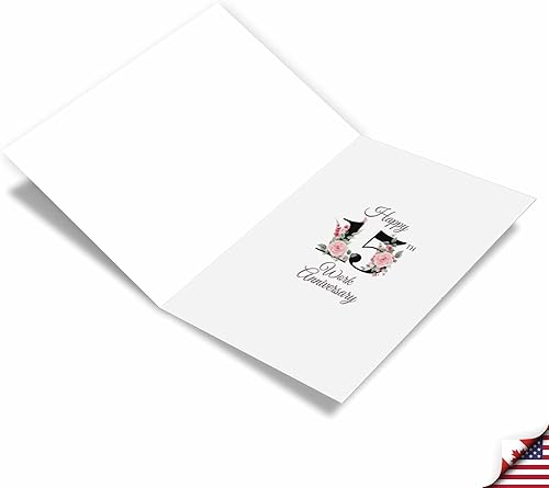 Miniatura 2 de NobleWorks - Tarjeta de felicitación de aniversario de 15 hito con sobre de 5 x 7 pulgadas (1 tarjeta) Trabajo floral 15 C10492MAG-WA