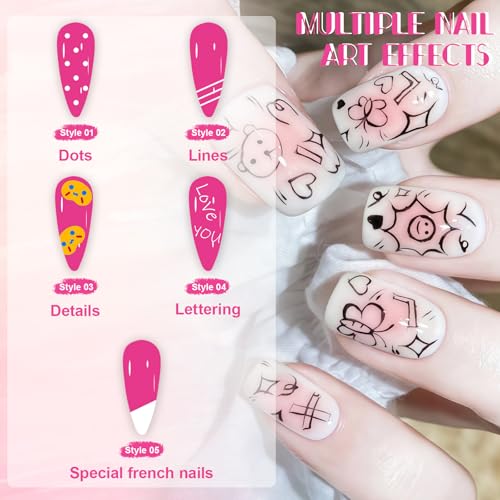 Image of 12 Color Nail Art Pens Set, 0.5 MM Nail Polish Pens Dotting Drawing Painting Point Liner Painted Pen Kit, Waterproof and Quick-drying Nail for DIY Nails Art Design Manicure Tools