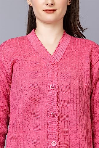 Image of Wear lusso Women Sweater for Winter Woolen Acrylic Full Sleeves V Neck Stylish Design Cardigan Girls /Ladies