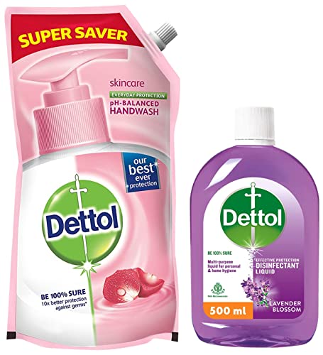 Image of Dettol Liquid Disinfectant for Floor Cleaner (Lavender Blossom, 500ml) & Dettol Liquid Handwash Refill, 750 ml