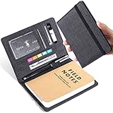 Plinyvel Notebook Cover for Field Notes 3.5'x5.5' - Waterproof Organizer with Pen Loop Holder and Card Slots, Travel Journal Accessories, Fits 3.5x5.5 Inch Pocket Notebooks (Black)
