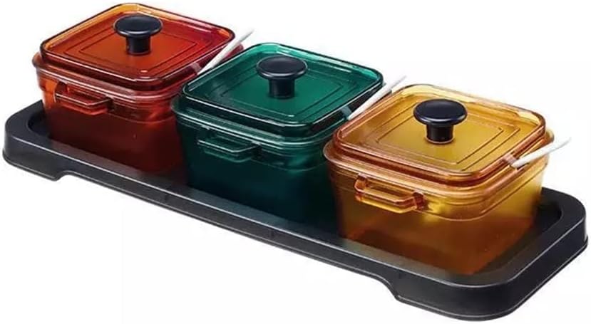 Seasoning box seasoning bottle set sugar jar storage container with spoon base kitchen gadget